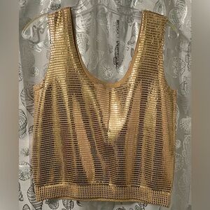 St. John Gold Sequin Sleeveless Top